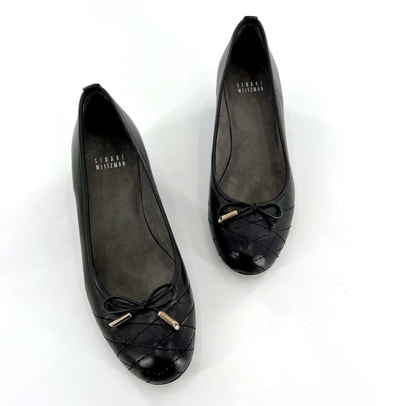 Stuart Weitzman Quilty Black Leather Wedge size 7 M - Picture 3 of 14